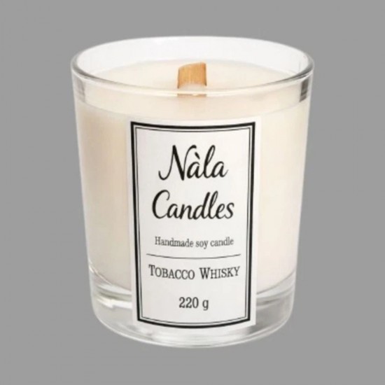 Nala Candles Tobacco Whisky Χειροποίητο Κερί Σόγιας 220g με Ξύλινο Φυτίλι